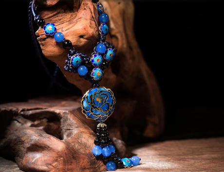 國色天香牡丹花吊墜復古風項鏈毛衣鏈