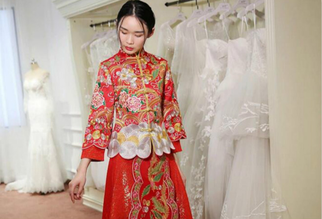 芙蓉彩鳳刺繡家佳樂文學(xué)嫁衣中式禮服