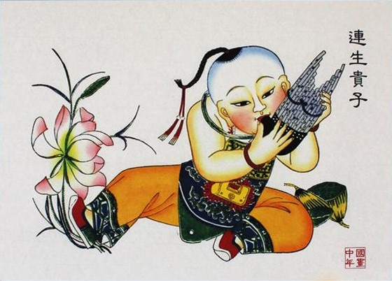 12款民間工藝年畫，手繪民俗文化年畫