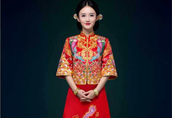 家佳樂文學刺繡錦緞復古嫁衣中式禮服