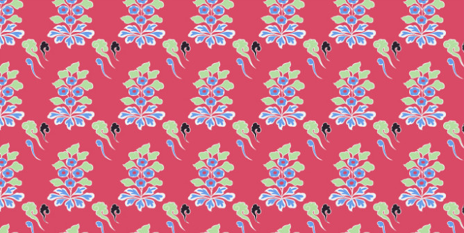 中國傳統(tǒng)唐代服飾穿枝花圖案二，矢量素材