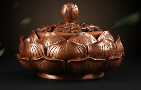 禪意蓮花香爐，仿古紫銅熏香爐