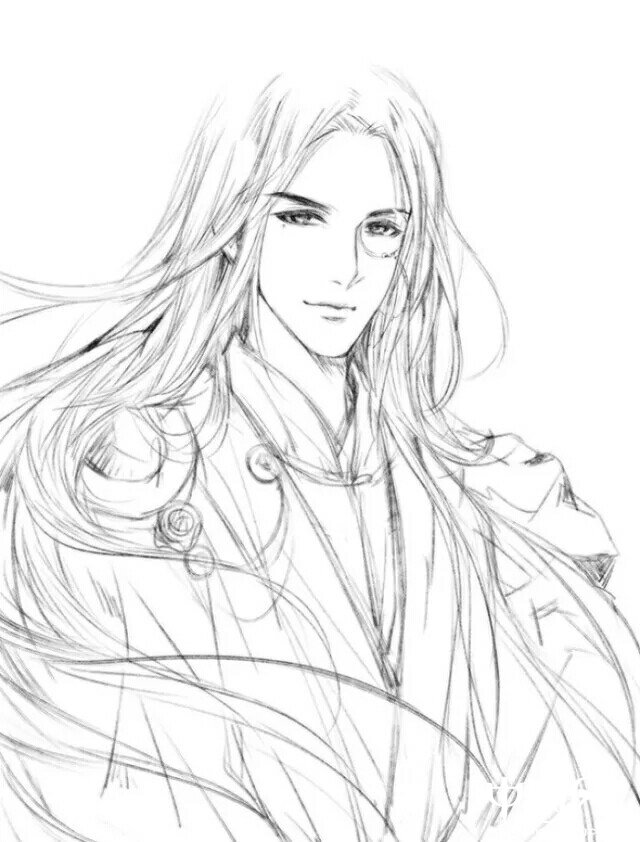 15張超帥古風美男線稿圖，古風人物線稿臨摹圖集