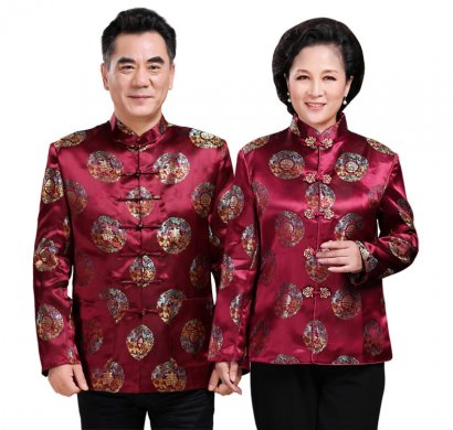 紫紅色家佳樂(lè)文學(xué)情侶套裝男士唐裝
